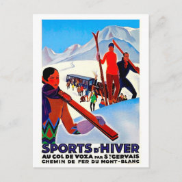 Ski sport in de winter, Mont Blanc, Frankrijk, vin Briefkaart