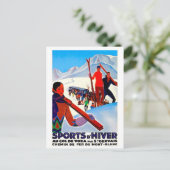 Ski sport in D'Hiver, Mont Blanc, Frankrijk,  Briefkaart (Staand voorkant)