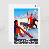 Ski sport in D'Hiver, Mont Blanc, Frankrijk,  Briefkaart (Voorkant / Achterkant)