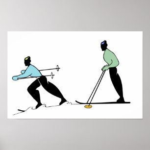 SKI SPORT SKIING CARTOON POSTER