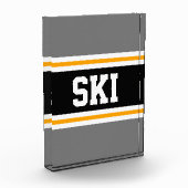 SKI Sportief Vet Grijs Zwart Wit Geel Strepen Fotoblokken (Links)