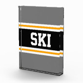 SKI Sportief Vet Grijs Zwart Wit Geel Strepen Fotoblokken (Rechts)