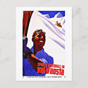 Ski Sports in Aosta Valley Italy Vintage Travel Briefkaart