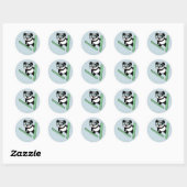 Ski-springende Panda Ronde Sticker (Vel)