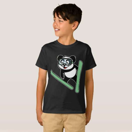 Ski-springende Panda T-shirt (Voorkant volledig)