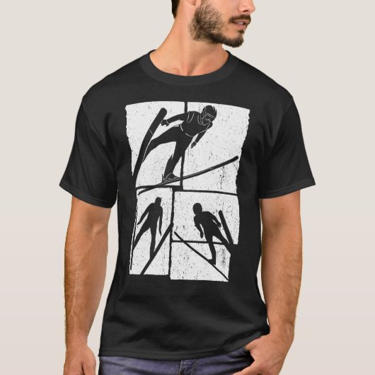 Ski-springretro skipskipjum wintersport t-shirt (Voorkant)