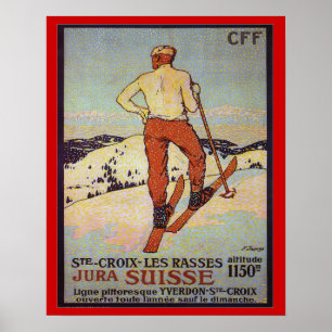  Ski St Croix les rasses, Jura Suisse Poster