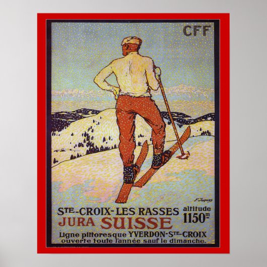  Ski St Croix les rasses, Jura Suisse Poster (Voorkant)