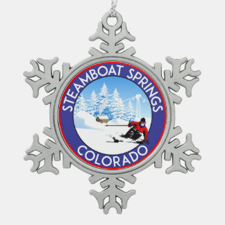 Ski Steamboot Springs Colorado Skiing Tin Sneeuwvlok Ornament