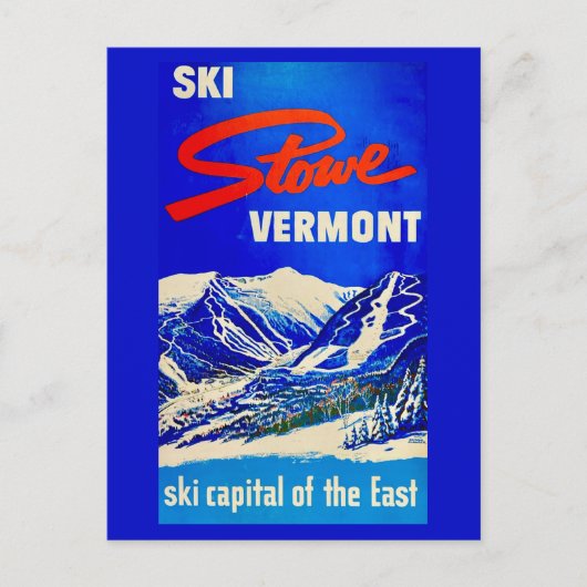 Ski Stowe Vermont Oude Ansichtkaart Briefkaart (Voorkant)