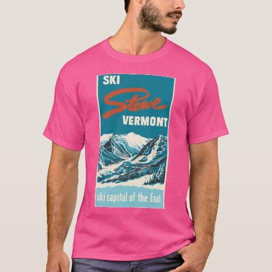 Ski Stowe Vermont Vintage Poster T-shirt (Voorkant)