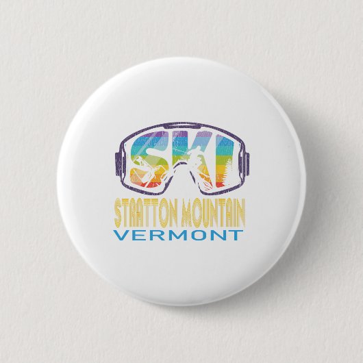 Ski Stratton Mountain Vermont Ski Vakantie Ronde Button 5,7 Cm (Voorkant)