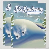 Ski Sundown Hartford Connecticut ski-poster (Voorkant / Achterkant)