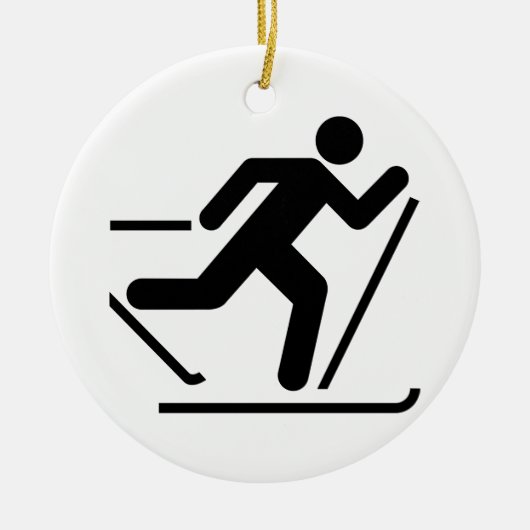 Ski-symbool voor het hele land keramisch ornament (Voorkant)