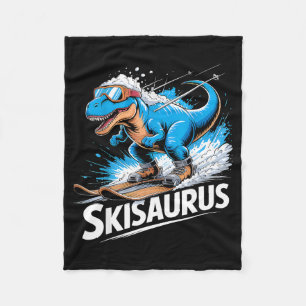 Ski t-rex wintersport skiër dino grappig skiën fleece deken