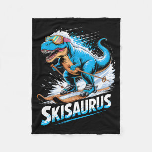 Ski t-rex wintersport skiër dino grappig skien fleece deken