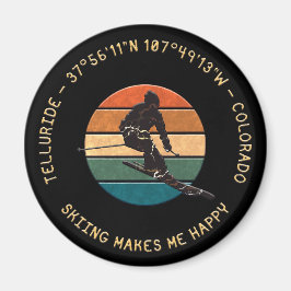 Ski Telluride, Colorado - Man skiër, gele tekst Magneet