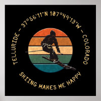 Ski Telluride, Colorado - Man skiër, gele tekst