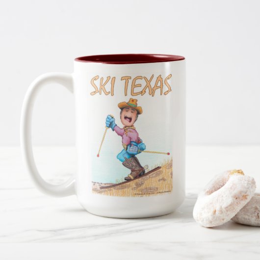 Ski Texas Tweekleurige Koffiemok (Met donut)