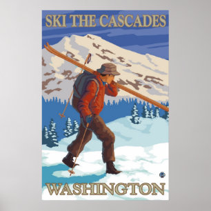 Ski the Cascades - Washington State Travel Poster