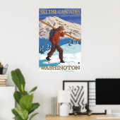 Ski the Cascades - Washington State Travel Poster (Thuiskantoor)