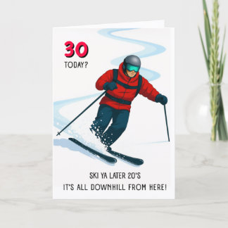 Ski Thema 30e Verjaardagskaart Kaart