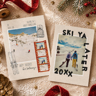 Ski-thema unieke winter kerst foto  feestdagenkaart