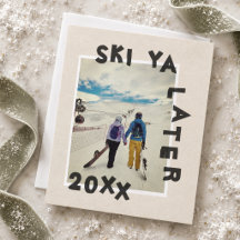 Ski-thema unieke winter kerstfoto
