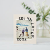 Ski Thema Unieke Winter Kerstfoto Feestdagenkaart (Staand voorkant)