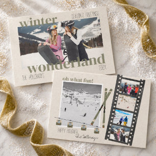 Ski-thema Winter Wonderland Kerst Foto  Feestdagenkaart
