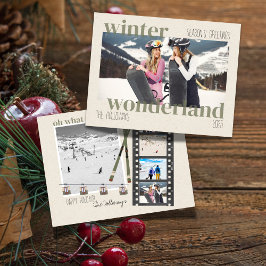 Ski Theme Winter Wonderland Christmas Photo  Feestdagenkaart