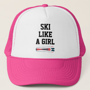 Ski Tiener Meisjes Vrouwen Roze Grappige Skier Ski Trucker Pet