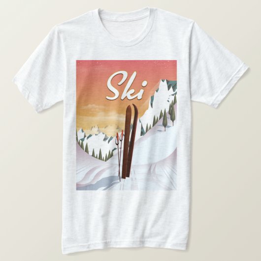 Ski Toeristen Reisposter T-shirt (Design voorkant)