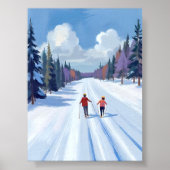 Ski Trail | Mountain Skiing Watercolor Winter Poster (Voorkant)