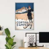 Ski Travel en Cortina d'Ampezzo Poster (Thuiskantoor)