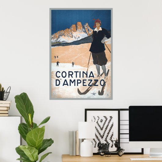  Ski Travel en Cortina d'Ampezzo Poster (Thuiskantoor)