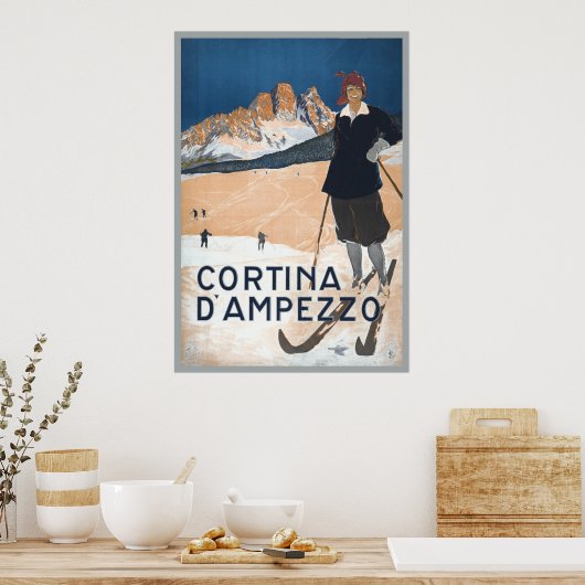  Ski Travel en Cortina d'Ampezzo Poster (Keuken)