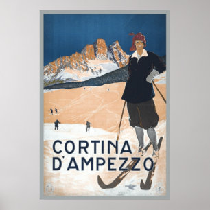  Ski Travel en Cortina d'Ampezzo Poster