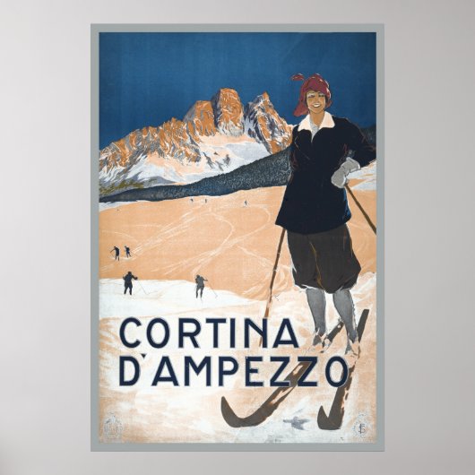 Ski Travel en Cortina d'Ampezzo Poster (Voorkant)