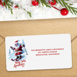 Ski Trendy Script Santa Christmas Retouradres Etiket