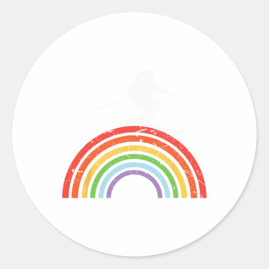 Ski Trip Skiing Rainbow  Ronde Sticker (Voorkant)