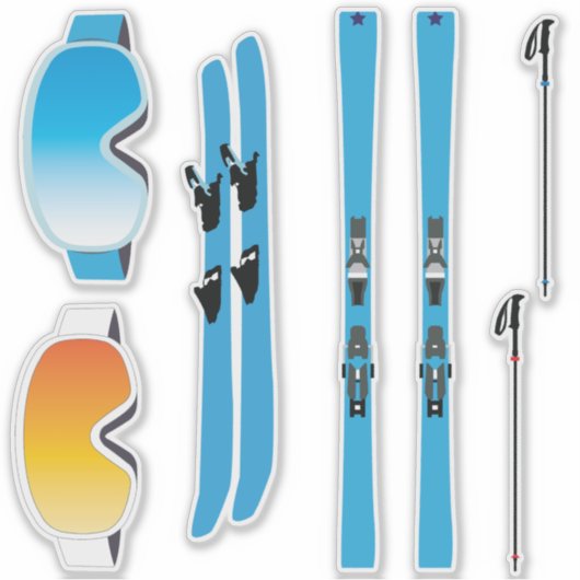 Ski Uitrusting Sticker Set (Voorkant)