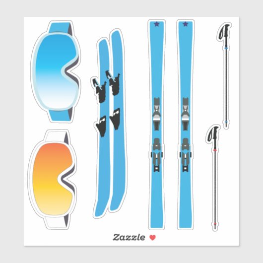 Ski Uitrusting Sticker Set (Vel)