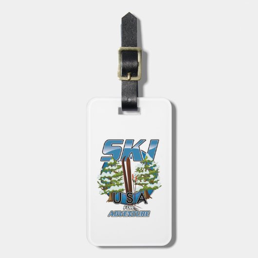 Ski USA For avontuur logo. Bagagelabel (Voorkant verticaal)