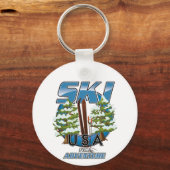 Ski USA For avontuur logo. Sleutelhanger (Achterkant)
