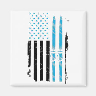 Ski USA Skiende Skis Skiers Gift Ideeën Magneet