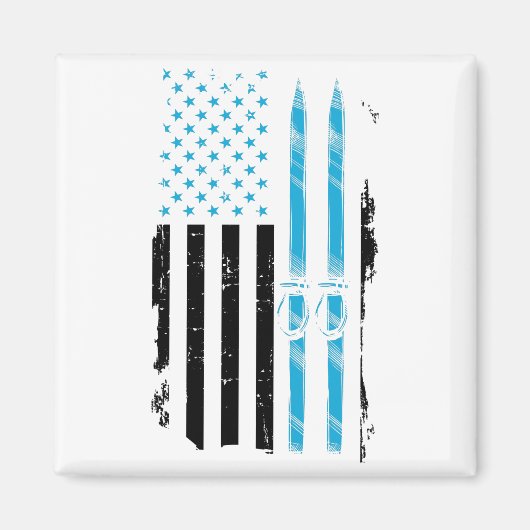 Ski USA | Skiende Skis Skiers Gift Ideeën Magneet (Voorkant)