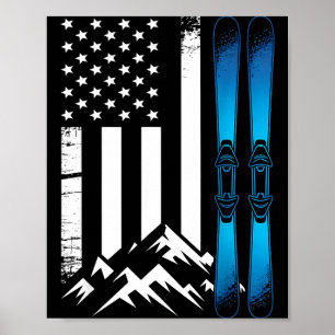Ski usa vlag wintersport amerikaanse vlag skiër poster