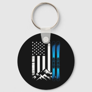 Ski usa vlag wintersport Amerikaanse vlag skiër Sleutelhanger