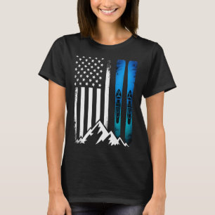 Ski usa vlag wintersport skiër amerikaanse vlag t-shirt